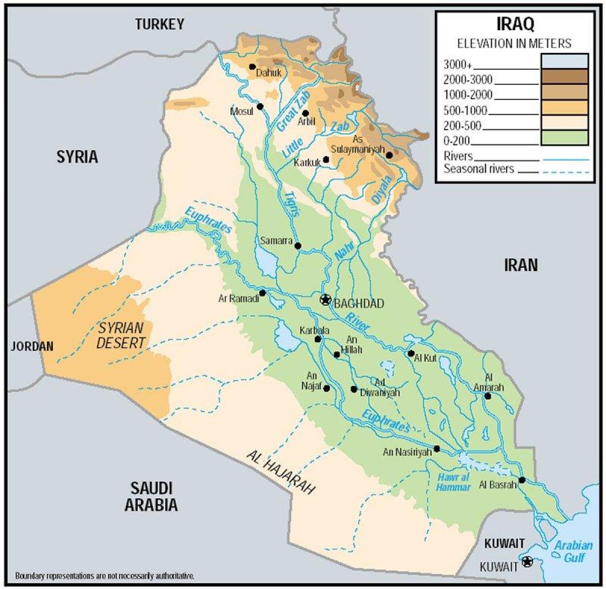 Kort over Irak højde